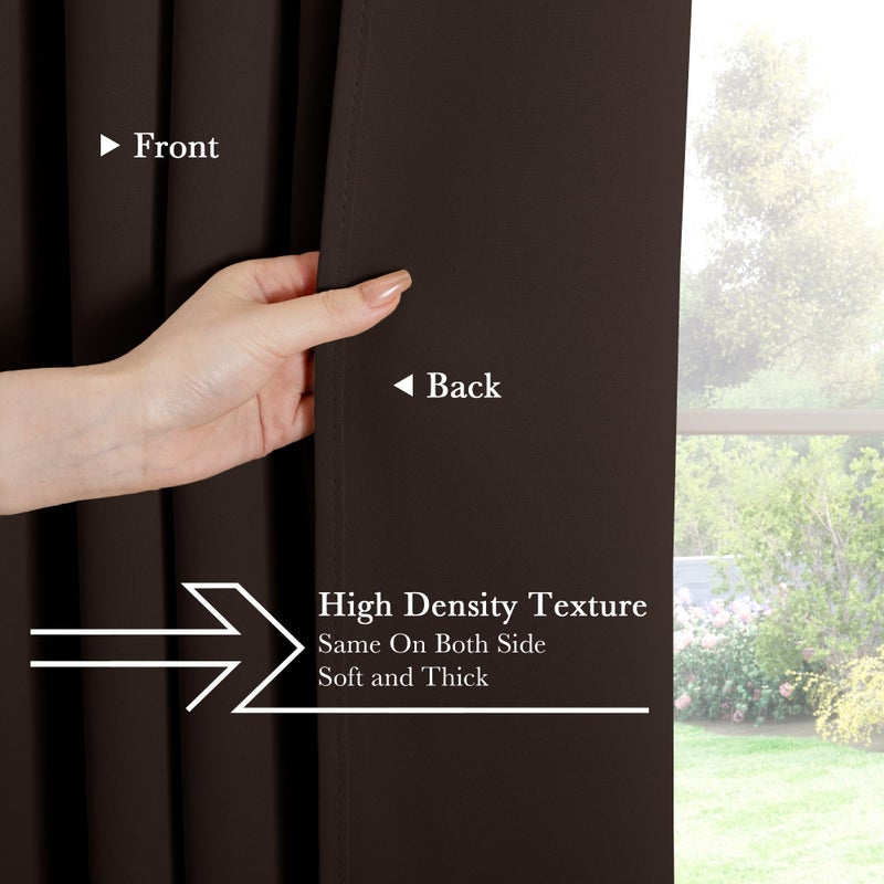 PONY DANCE Small Blackout Curtains for Kitchen Windows, Short Drapes for Bathroom, Thermal Insulated Window Curtains Tiers for Basement, W 29 x L 36, Brown, 1 Pair - Image 5